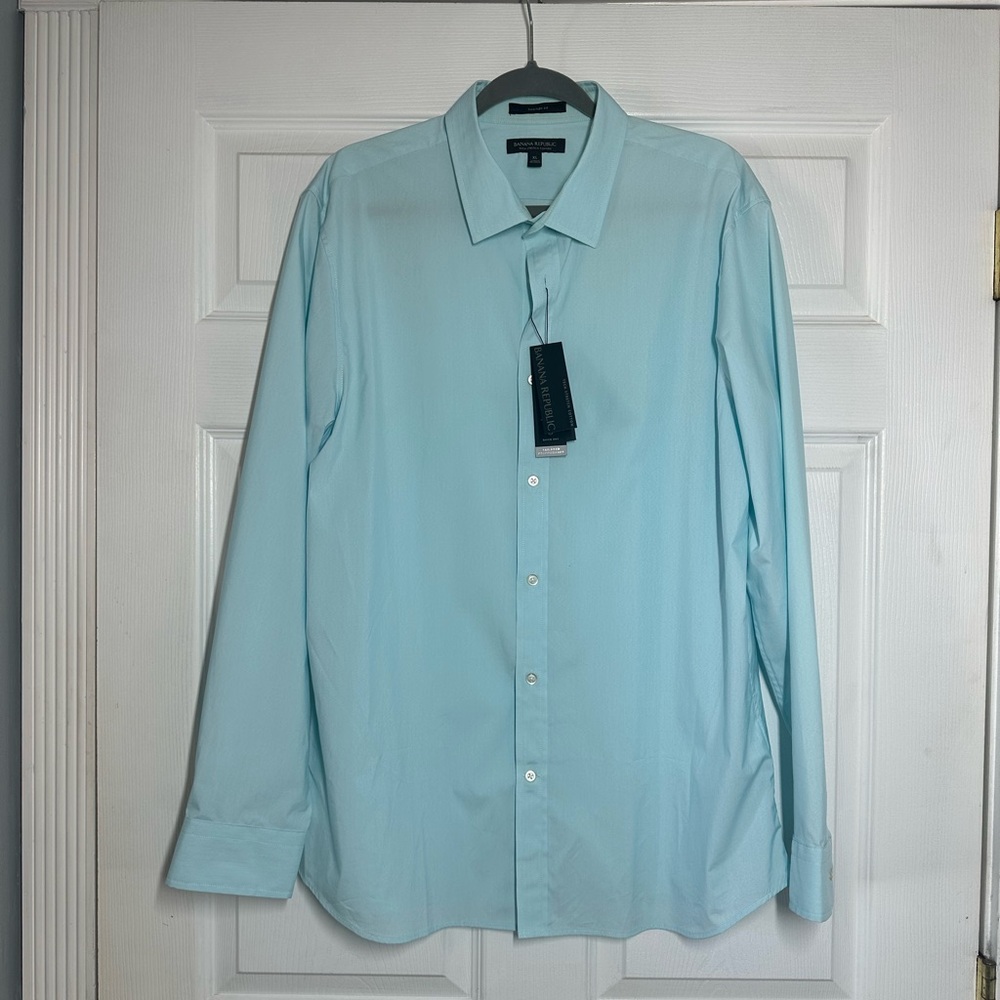 Banana Republic Mens Tech Stretch Cotton Slim Flex Fit Button Down Shirt  NWT